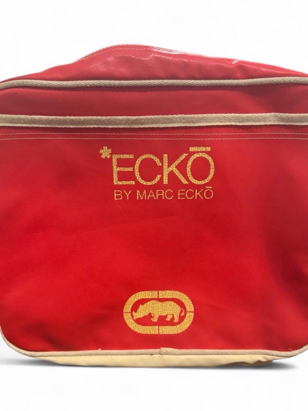 Red Messenger Bag with Gold Logo